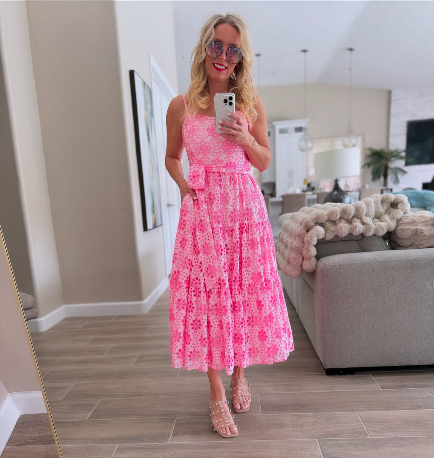 Pink Eyelet Lilly Pulitzer Pocket Dress