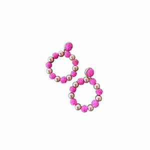 Barbie Pink Rafia Earrings